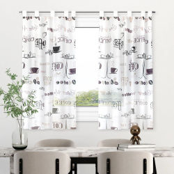 Cortina Transparente para Cocina con Estampado Frutas, Plantas y Utensilios, Tela Ligera Translúcida, Varios Tamaños 100x140 /140x140 /140x180 /140x220cm,Cortina Corta con Ojales para Ventana de