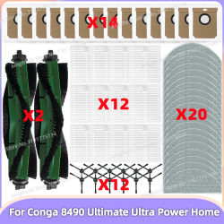 Compatible con (Cecotec Conga 8490 Ultimate Ultra Power Home) Piezas de Aspiradora, que incluyen Rodillo Principal, Cepillo Lateral, Filtro HEPA, Paño de Limpieza, Bolsa de Polvo y Accesorios