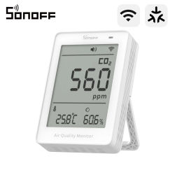 SONOFF SAWF-08P AirGuard CO2 Matter Over WiFi, Monitor de Calidad del Aire, Medidor de Temperatura y Humedad, Alarma de Sonido y Luz, Datos Históricos