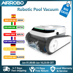 Robot Limpiafondos Inteligente AIRROBO PC10 - 120 Minutos de Autonomía, Escala Paredes, Limpia Pisos/Paredes/Línea de Flotación para Piscinas Enterradas y Elevadas