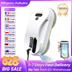 Robot Limpiacristales Inteligente PuRuiKai 09 con Pulverización Automática, Motor Potente de 5600Pa y Protección de Seguridad de 5m