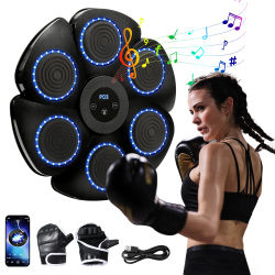 Máquina de Boxeo Musical Inteligente, Compatible con Bluetooth, con Guantes de Boxeo, Entrenador de Golpeo Montado en la Pared