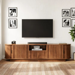 Mueble de TV moderno de 180 cm con puerta corrediza texturizada en 3D, mueble de TV con cajones y almacenamiento abierto, panel bajo de TV para sala de estar 180×40×50 cm