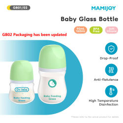 MAMIJOY 1PCS Biberones para Recién Nacidos 90ML/160ML Biberones de Vidrio Anti-cólicas para Bebés Sin BPA