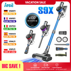 Inse S9X Aspiradora sin Cable, 70KPa 400W, Taza de Polvo de 1 L, 3 Colores de Luces para Mostrar la Energía Restante, Batería Extraíble, para Pelo de Mascotas, Alfombra, Suelo Duro
