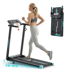 Alfombra de carreras plegable, 12 programas preestablecidos, inclinación ajustable hasta un 8%, conectividad Bluetooth, velocidad máxima de 14 km/h