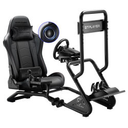 GTPLAYER Simulador de Carreras, Soporte para Volante con Altavoces Estéreo 3D y Soporte para Monitor
