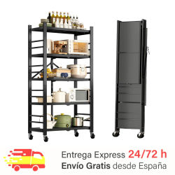 Estantería para Almacenaje, Repisa Modular Multiuso, Estante con Ruedas, Estantería de Pie Plegable, Mueble para Cocina, Baño, Habitación, Salón con Baldas de Almacenamiento.