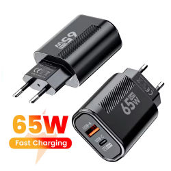 Cargador GaN USB C PD de 65W, carga rápida, cargador de alta velocidad para iPhone, Xiaomi, Samsung, Huawei, adaptador para teléfono móvil