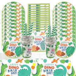 Suministros para fiesta de dinosaurios, juego de vajilla de dinosaurio, decoraciones para fiesta de feliz cumpleaños, recuerdo para fiesta de Safari en la jungla para niños y bebés