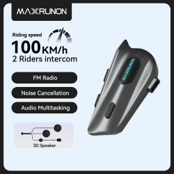 Intercomunicador Bluetooth para Motocicleta MAXRUNON 2Y, Auriculares para Casco de 2 Conductores, Interfono BT5.3, Comunicador, Radio FM Multiaudio