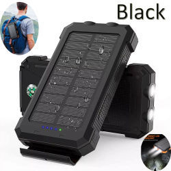Banco de Energía Solar de 10000000mAh, Impermeable, con 2 Puertos USB y Cargador de Batería LED para Teléfono Celular