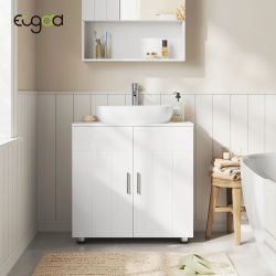 Mueble de Baño Blanco EUGAD para Debajo del Lavabo, 60x60x30cm, Armario de Almacenamiento con 2 Puertas, Estantes y Divisor Ajustable