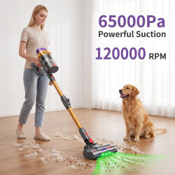 Aspiradora Inalámbrica para el Hogar, 65KPA, 70 Minutos de Autonomía, Aspiradora Vertical con Diseño Plegable para Pisos Duros, Alfombras y Pelo de Mascotas