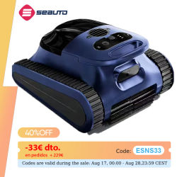 Aspiradora Robótica para Piscinas Seauto, 210 Minutos de Autonomía, Escala Paredes, Apta para Paredes y Pisos de 2000 Pies Cuadrados