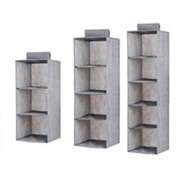 Organizador de ropa para armarios con 3/4/5/6 estantes, Organizador de tela para colgar, Colgador de armario para ropa, toallas y accesorios para bebés, Color gris, Juego de 2 unidades
