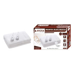 ANDRA. Manta Eléctrica. Hecha de Material Suave, 3 Velocidades, 2 Controladores, 160 x 140cm. Frío. Bienestar. Calor.