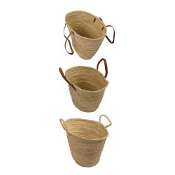 JARDIN202 - Bolso de Mimbre - Cesta de la Compra con Asas - Capazo fibras naturales