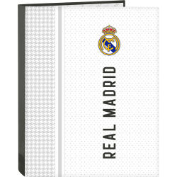 Safta - Carpeta Folio 4 Anillas Real Madrid 24/25 - Licencia Oficial, Material Duradero, para Hojas A4