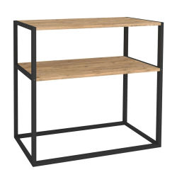 Miroytengo Mueble de Entrada Recibidor Rus con Base Inferior Estantes Negro y Roble Safir 90x90x34 cm