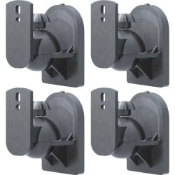 goobay Soporte de pared universal para altavoces, giratorio/inclinable para altavoces de hasta 3,5 kg, 4 piezas, 49391, negro