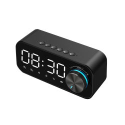 Reloj Despertador with Radio Digital, Altavoz with Bluetooth, Pantalla LED de Hora y Alarma y surface de Espejo para escritorio