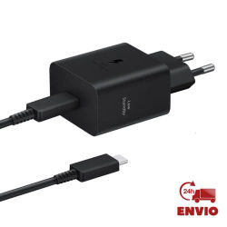Cargador Samsung 45W USB C con Cable de 1,8 m | Carga Ultra Rápida Super Fast 2.0 | Adaptador de Corriente Tipo C a C | Compatible Galaxy S22/S23/S24, A54, Tab, Z Fold – Negro