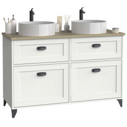Miroytengo Mueble de Baño Doble Toscana 2 Cajones y 2 Puertas Sin Lavabo 120cm Blanco y Roble Cambrian