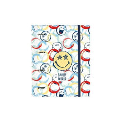 SAFTA CARPETA 4 ANILLAS 30MM CON RECAMBIO SMILEY WORLD ART - Carpeta Anillas Licencia Oficial - Diseño Exclusivo - Ideal para Uso Diario - Material Duradero - Compatible con Hojas A4
