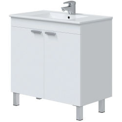 Miroytengo Mueble de Baño Atenea Con Patas Armario 2 Puertas Abatibles Color Blanco Brillo 80 cm (Sin Lavabo)