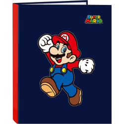 SAFTA CARPETA FOLIO 4 ANILLAS MIXTAS SUPER MARIO "WORLD" - Carpeta Anillas Licencia Oficial - Diseño Exclusivo - Ideal para Uso Diario - Material Duradero - Compatible con Hojas A4