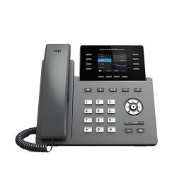 Grandstream GRP2624 IP phone with WiFi and Bluetooth features a 2.8" color LCD display, supports 4 SIP accounts and 2000 contacts, making it an ideal desktop phone for office use.