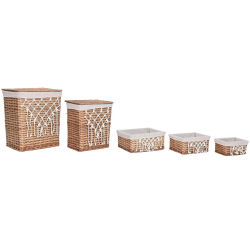 CESTA ROPA SET 5 MIMBRE ALGODON 47X35X55 NATURAL DC213776 - EL MEJOR COMPLEMENTO PARA TU HOGAR FIJALO