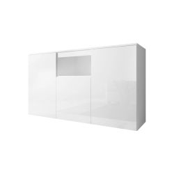 MB Muebles Bonitos - Aparador de salón, 140x80x40cm, Negro y Blanco Brillo, 3 puertas, Modelo Nevada