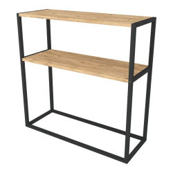 Mesa Consola Metalica Nyana Home Estantes Conglomerados Diseño Atemporal Mueble de Entrada Decorativa y Versatil Medidas 90x90x34 - Negro