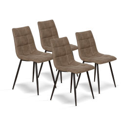 Furniture Style S.L. - Pack de 4 Sillas de Comedor Estilo Industrial Ivy con Tapizado Acolchado y Patas Metálicas