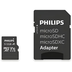 Philips Tarjeta SDXC de 512 GB + Adaptador SD UHS-I U1 - Alta Capacidad - Velocidad de Lectura Rápida