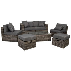 WANDERLUST DECO Conjunto de Muebles para Exterior Mesa, Sofá, 2 Sillones y 2 Reposapiés - Espacio Acogedor y Elegante