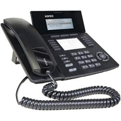 AGFEO ST 53 Smart Phone Black with built-in screen, desk mount, 5000 contacts, PoE support, ideal for home or office use as a fixed phone, features a mute function and LCD display for enhanced