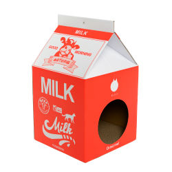 Waneka Casita de Cartón Caja de Leche para Gatos Rascador Refugio para Gato Ondulado Rascador Gato Carton Cama Rascador Protección de Muebles Almohadilla para Rascar