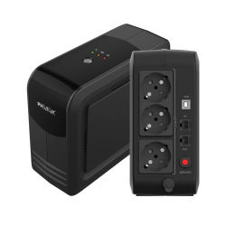 SAI Phasak Smart Lite 950VA 570W Interactivo con AVR – 3 Schuko, USB HID y Protección RJ45 – Compacto: Vertical, Horizontal o Base de Monitor – PH 9499