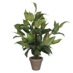 Hosta Verde PVC Alta Calidad Efecto Natural con Maceta Gris para Muebles de Exterior 15.5x65cm