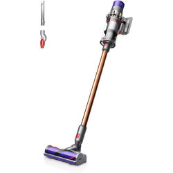 Dyson Cyclone V10 Aspiradora sin Cable, Accesorio Low-Reach, Adaptador para Zonas Difíciles, Hasta 60 Minutos, 150 Vatios de Succión, Filtración 99,99%, 14 Ciclones, Color Nickel y Copper