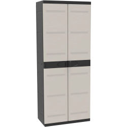 Armario Escobero Titanium – Mueble Auxiliar con 2 Puertas y Estantes Regulables , 70 x 44 x 176 cm Recamania Plastiken