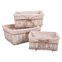 Cestos Mimbre Forrado Set 3Pzas 31x41x17cm, El mejor complemento para tu hogar