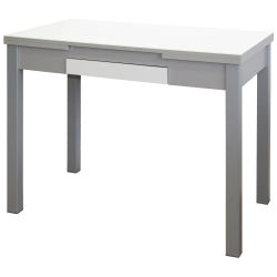 Momma Home Mesa de Cocina Extensible Tetra Raíz - Mueble de Cocina Moderno con Tablero de Cristal y Cajón Integrado