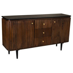 WANDERLUST DECO Aparador de Madera Artesanal Negro 147x40x80h Cm - Mueble de Almacenaje