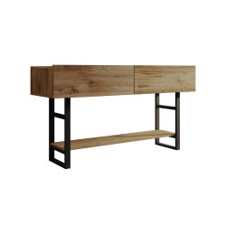 MB Muebles Bonitos - Recibidor con Cajón, Ancho 139cm, Color Pino, Estructura Metal Negro, Modelo Factory R1