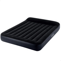 INTEX - Colchón hinchable doble Pillow Rest Classic, tamaño Queen 2 personas, con bomba eléctrica integrada, superficie flocada y diseño con almohada, 152x203x25 cm, ideal para el hogar y visitas,