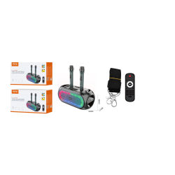Altavoz Bluetooth TF4192 NE Altavoz TWS con Bluetooth 5.0, Luz Led, Incluye Correa de bandolera, 2 Microfono inalambrico y Mando de control, Soporta TF/USB/FM, Bateria 3600mAh/15W, Negro J&C
